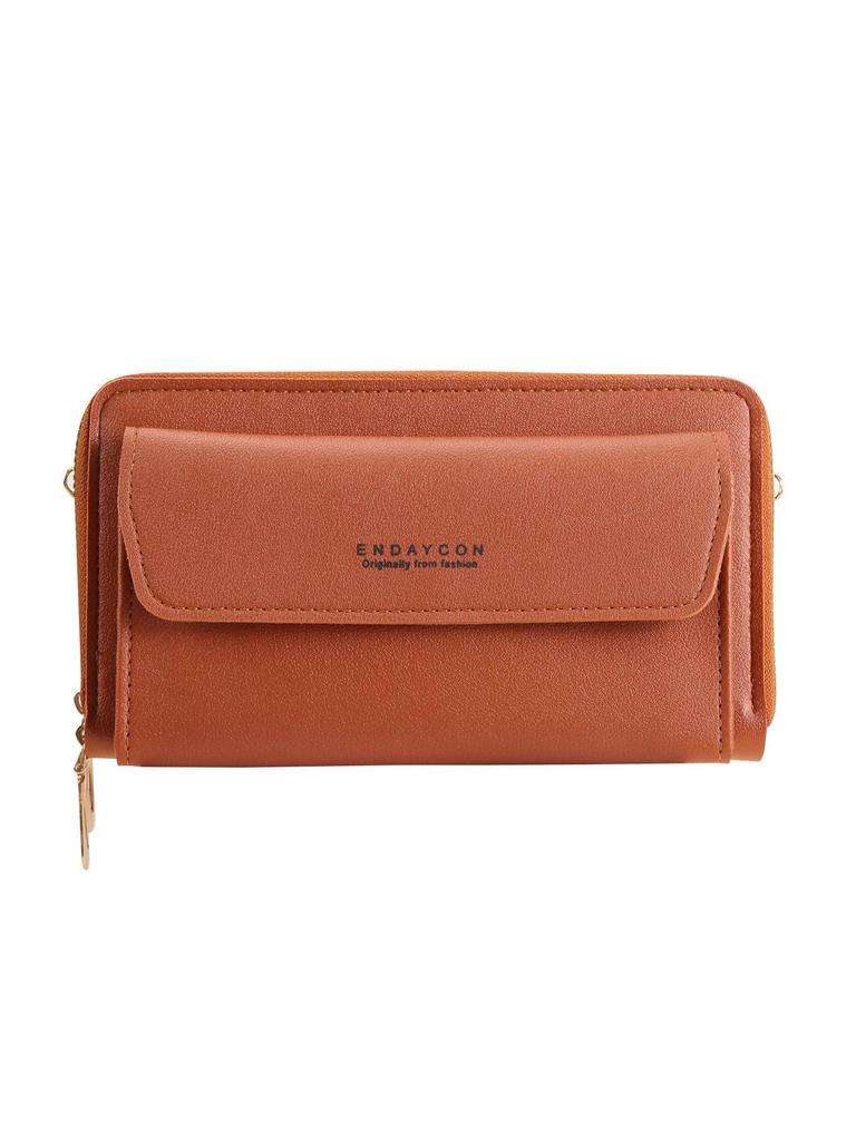 Women's Crossbody Mobile Phone Bag & Long Wallet with Double Zipper - Korean Style Shoulder Bag