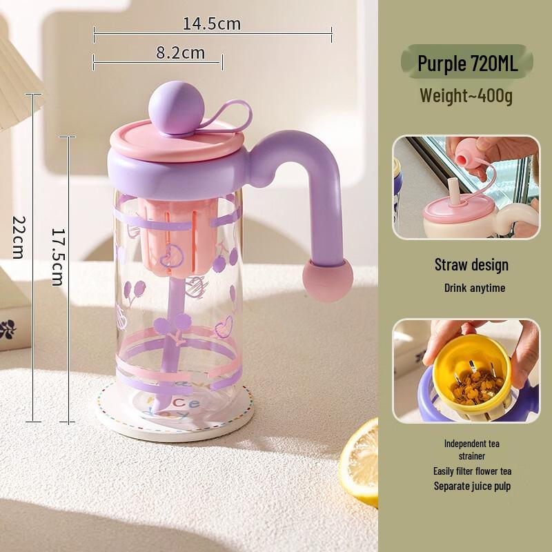 Shuangqi Large Borosilicate Glass Tea Infuser Bottle with Handle