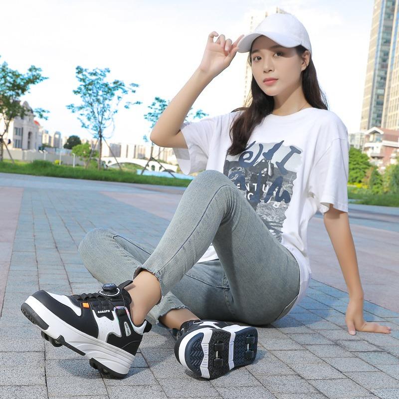 28-42 Boys Roller Skates Shoes Removable Flat Shoes Four Wheels Girls Roller Skates Sneakers for Women Boys Skate Shoes