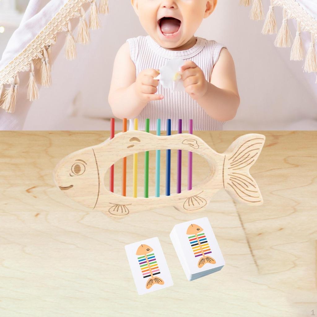 Wooden Fishbone Matching Toy,Fine Motor Early Education Toy Developmental Game Sensory for