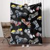 Cartoon Motorcycle Pattern Flannel Blanket, Suitable for Sofas, Beds, Offices, Travel, Camping, Christmas Gifts, and Presents