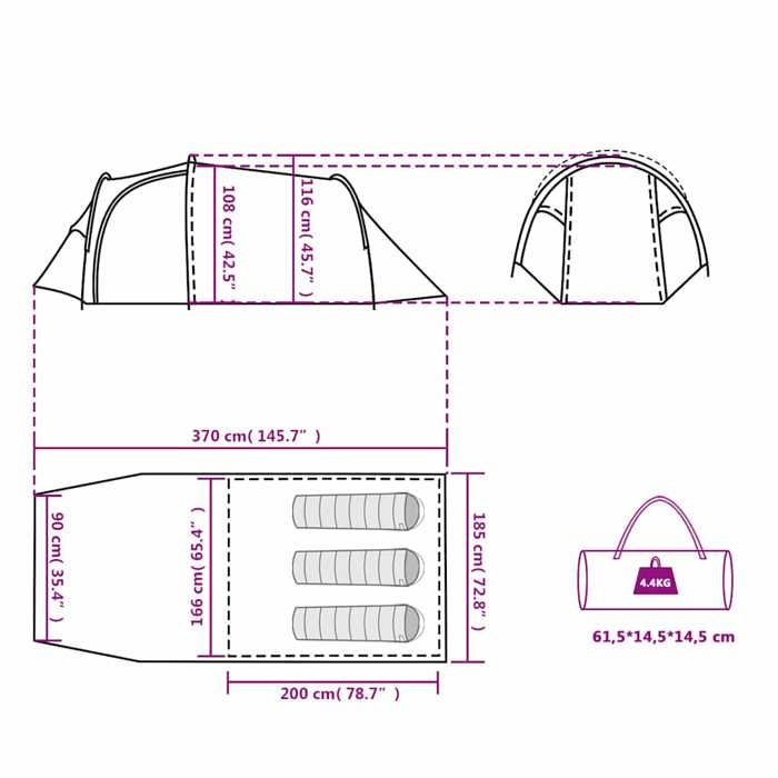 VidaXL Camping Tent 4 Person, Shade Tent with Carry Bag, Portable Awning with Sidewalls for 94391