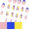 French Blue Lemon Fake Nails - Short Round Tips for a Fresh Look