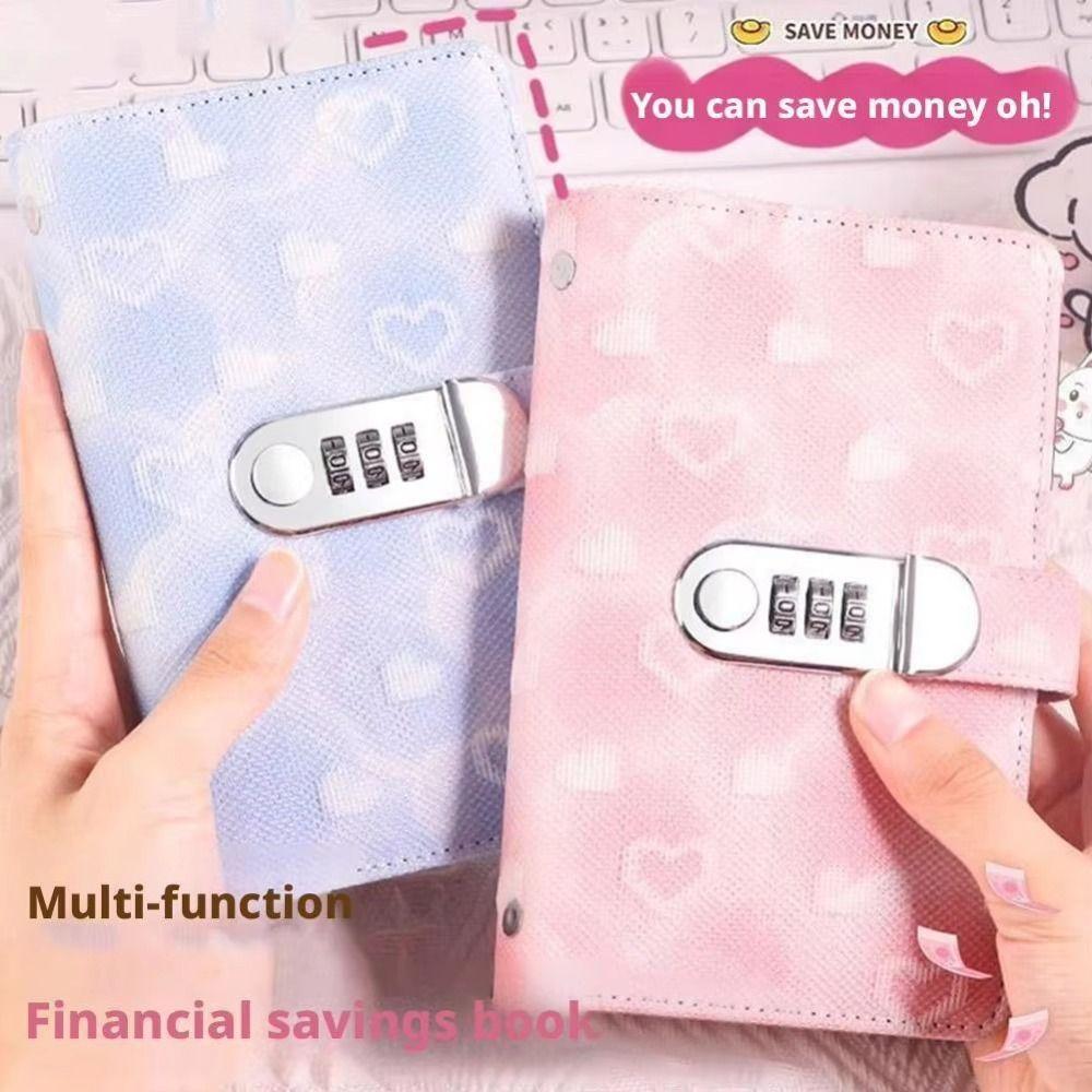 Password Lock Savings Wallet Notebook Waterproof Design Budget Planner Pockets Girls Use
