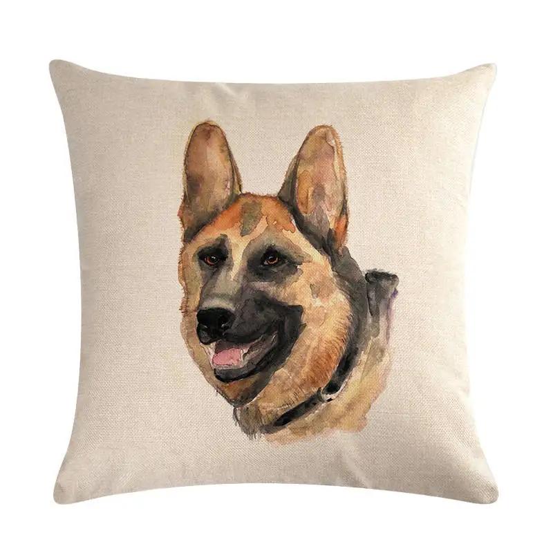 Cute Puppy Head Series Linen Pillow Case Seat Sofa Bedroom Cushion Cover Home Decoration Pillowcase 45*45Cm