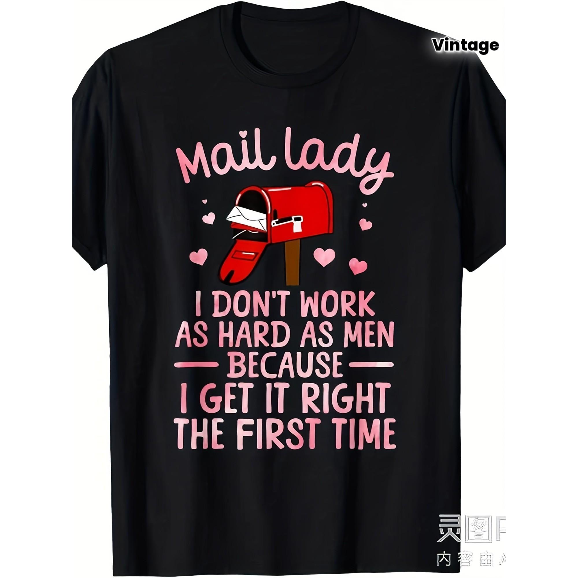 Mail Lady Funny Graphic Tee Postal Worker Saying Vintage Print Cotton T-Shirt M