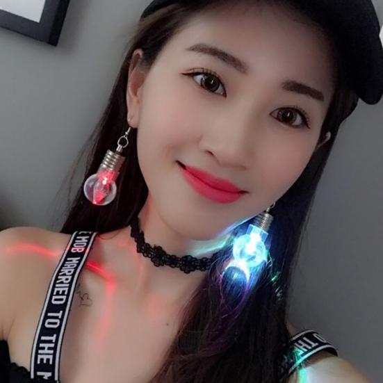 Silver Plated LED Bulb Lighting Hook Earrings Party Pub Club Women Jewelry Decor