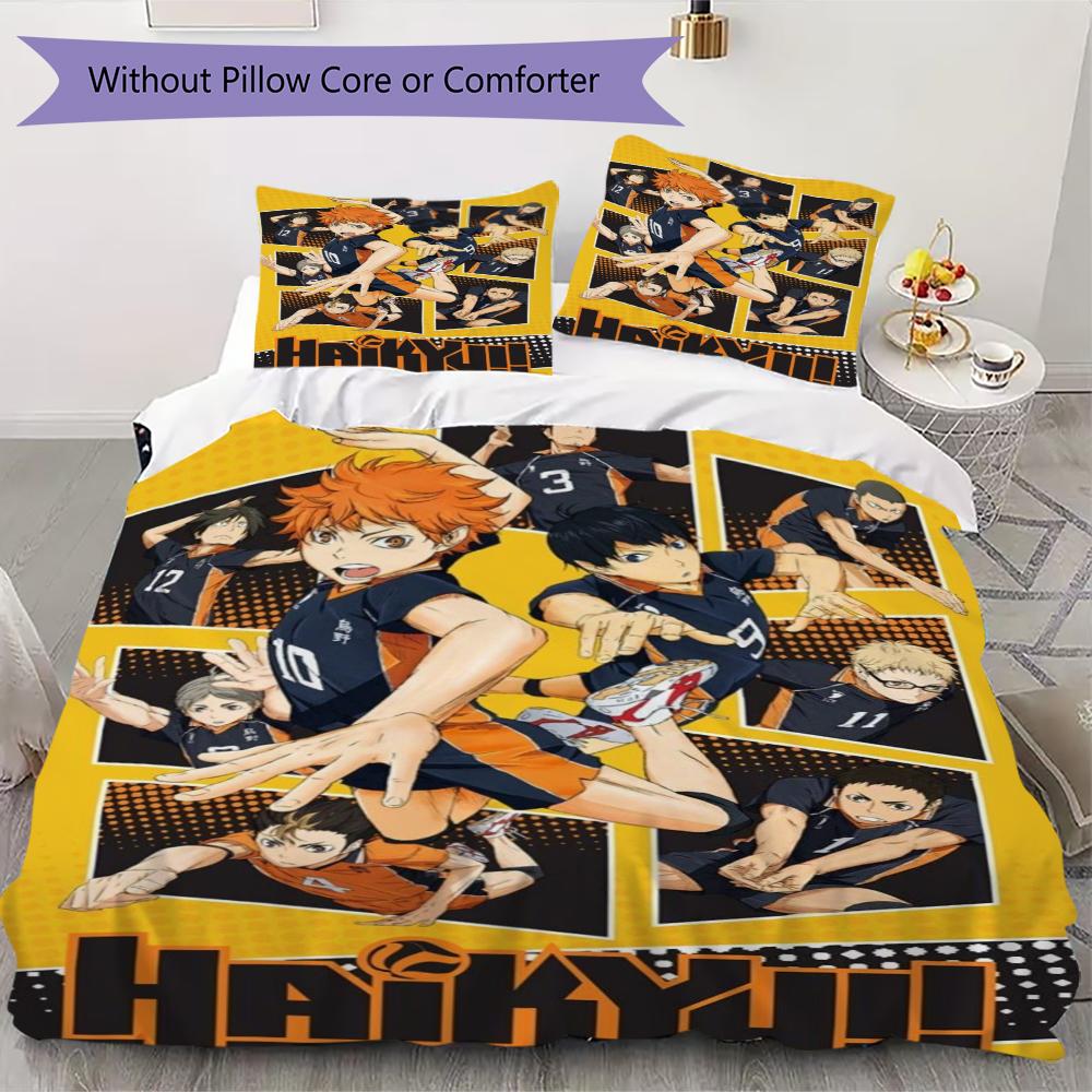 Haikyu!! Anime Pattern Bedding uilt Set uilt Cover Pillowcase Home Decoration Birthday Gift (1 * duvet cover + 2 * pillowcase  without core)53