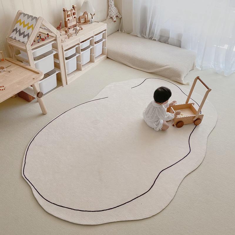 

Carpet Simple Thickened Densified Odorless Machine Washable Area Rug for Living Room Irregular Shape Milky White 80x120cm/31.5x47.2in
