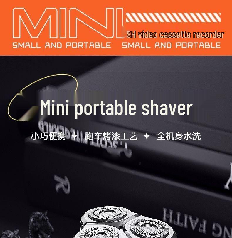 Men's Rechargeable Mini Three-Blade Electric Razor - Portable Magnetic Suction Beard Trimmer