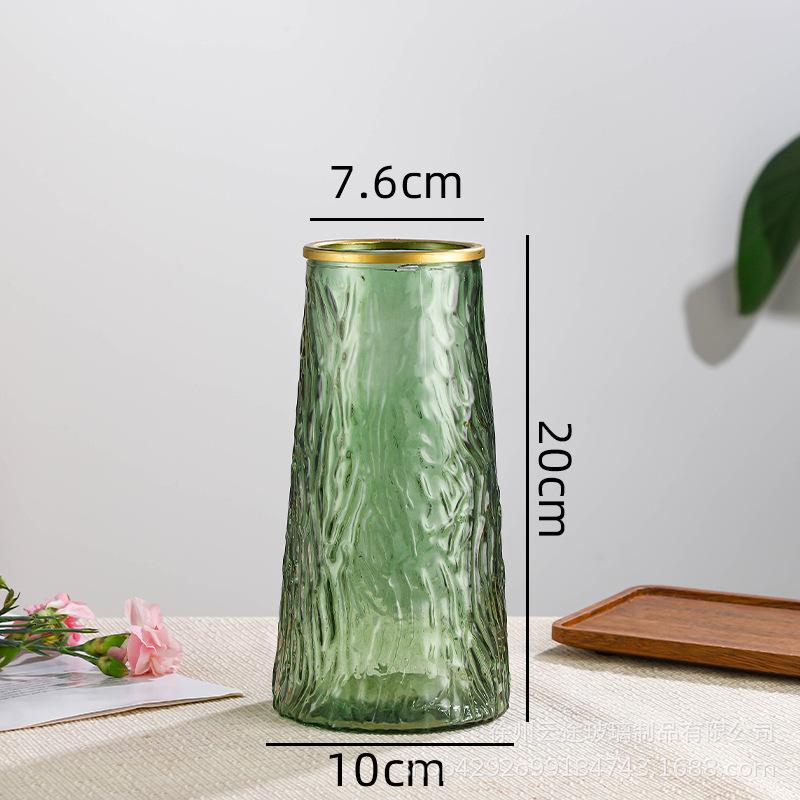 Painted Gold Vases Colored Glass Vases Large-sized Water Lilies Flower Ware Living Room Decoration Light Luxury Ornaments
