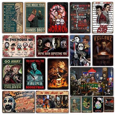 Cartello in Latta Metallica Vintage Film Horror Pozione delle Streghe Segno Decorativo da Parete Spettrale Spaventoso Decorazione di Halloween per Casa Stanza Ristorante Bar Caffè