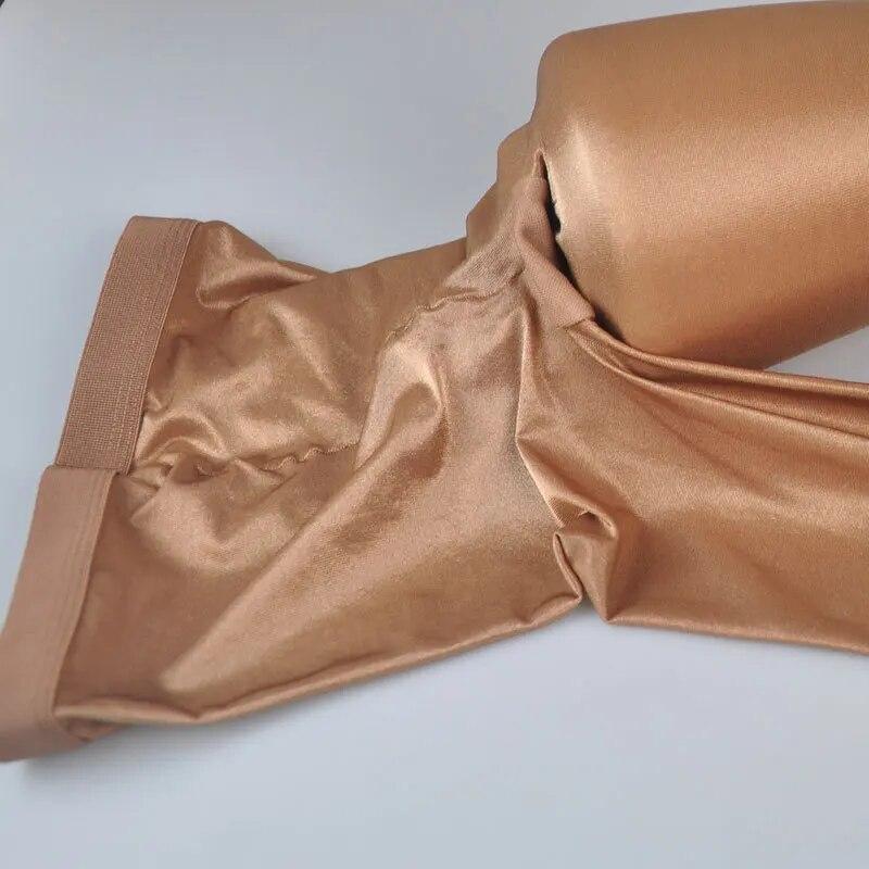 Chiloți sexy subțiri cu modelare Flash pentru femei, colanți din satin cu ulei strălucitor, cântăreț de dans, ciorapi de compresie reflectorizați Ds club de noapte