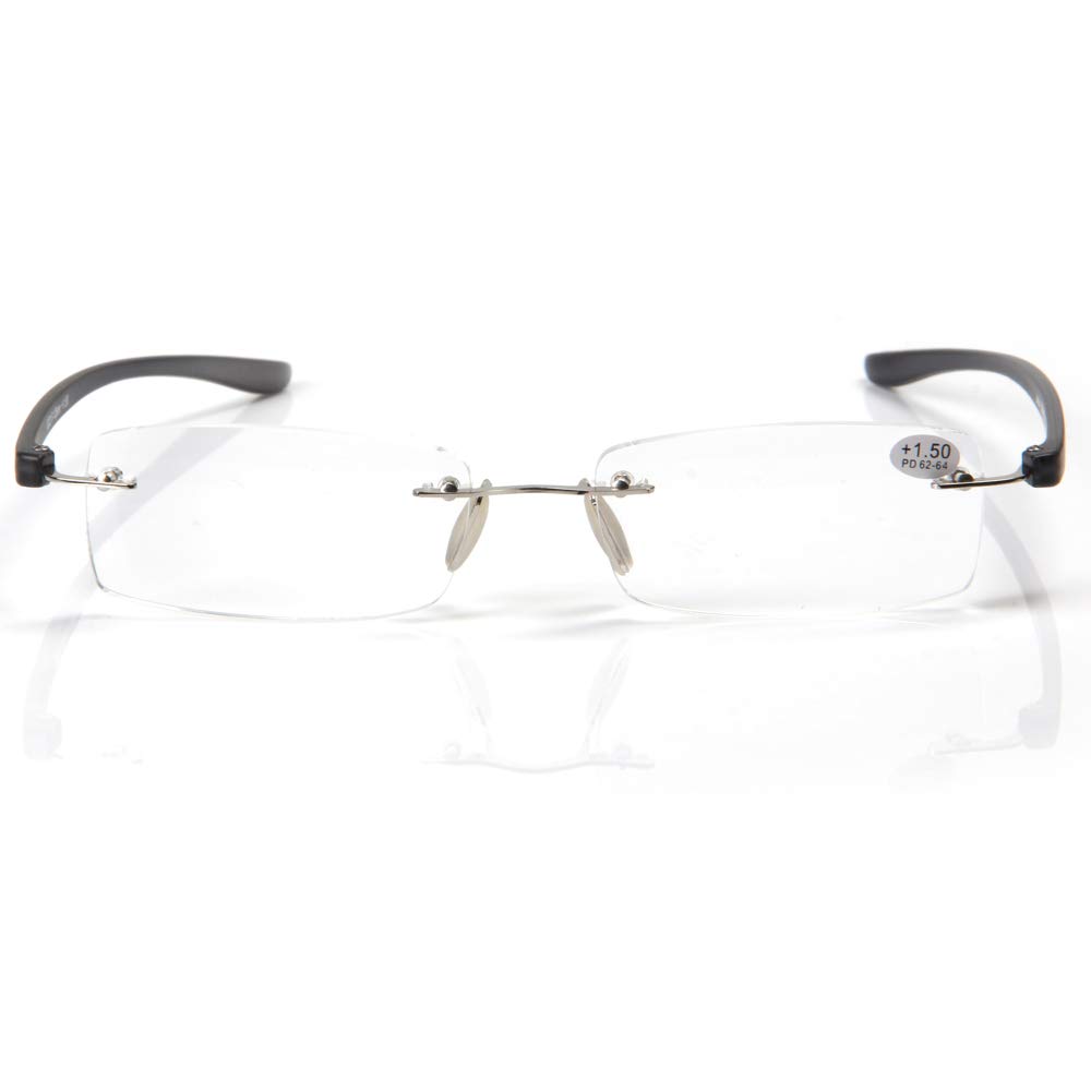 Qi Song Rimless Reading Stylish Reading Power Range to Set of [Qi Song] Two-Piece Set, Ultra-Lightweight Glasses, Glasses, "+1.0 +4.0" (+3.5, Gray, 2)