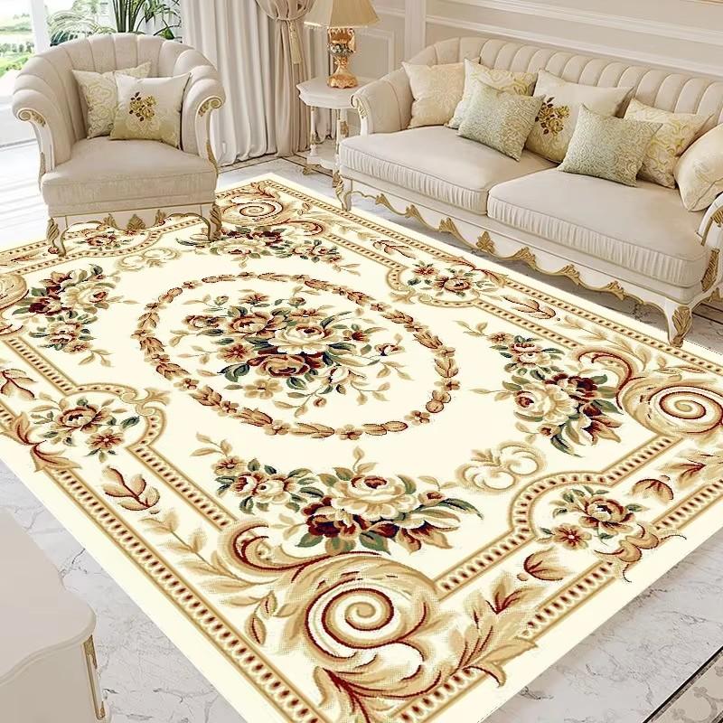 European Style Flower Carpets for Living Room Retro Decoration Home Carpet Hall Sofa Area Floor Mat Room Decor Large Rug
