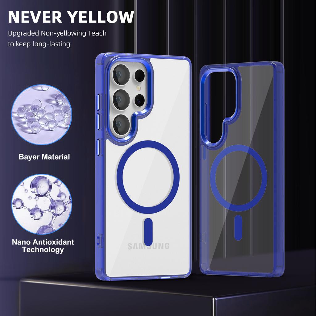 Ice Color Magnetic Suction Suitable for Samsung S25ULTRA Mobile Phone Case A17 High Quality High Transparency and No Yellowing A56 Anti Fall