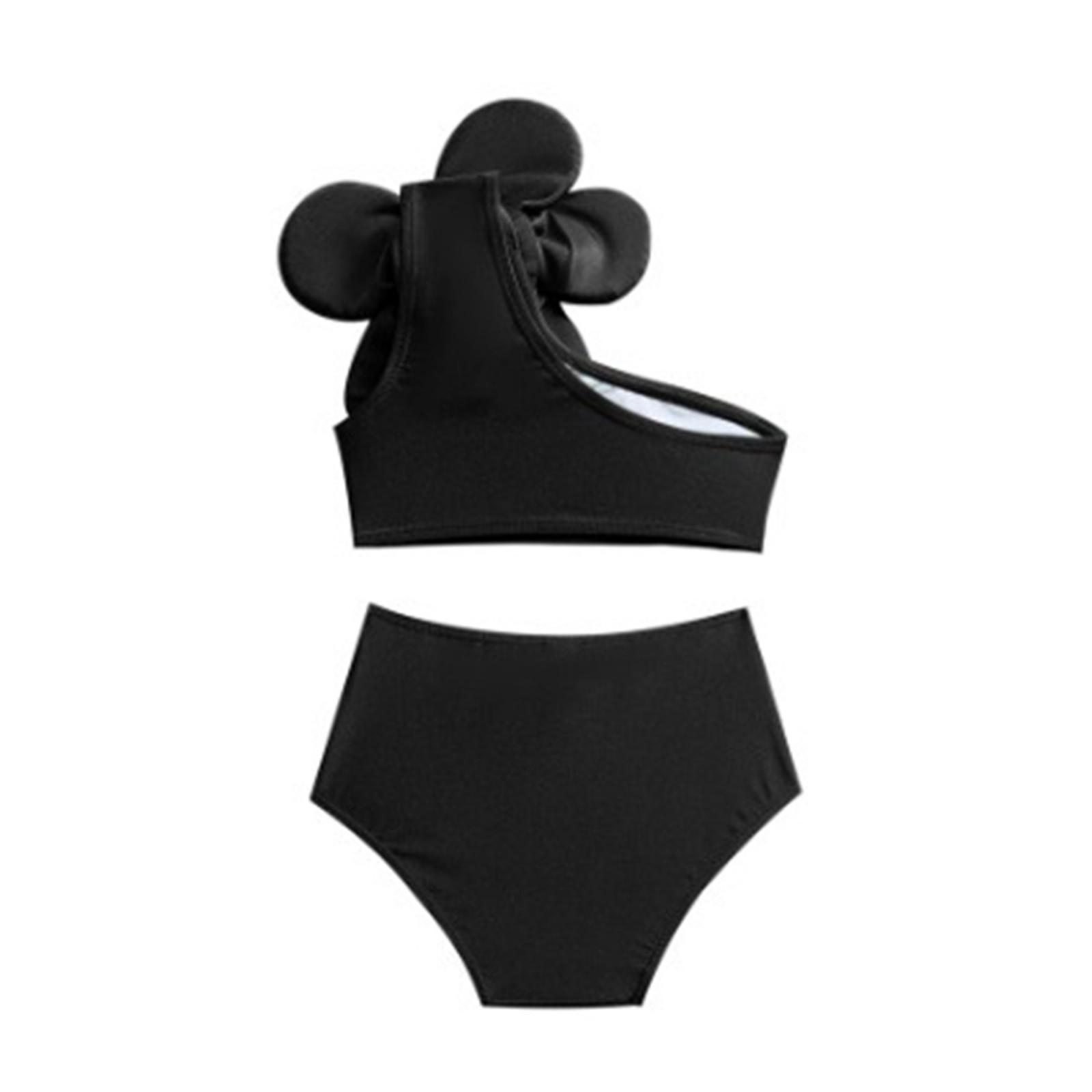 Детский раздельный купальник с высокой талией Раздельный купальник 140 чёрный