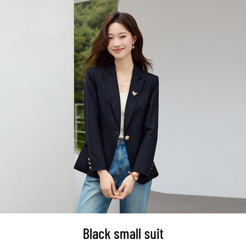 2025 Women's Slim Fit Black Blazer: High-End, Petite, Casual Suit for Spring and Autumn