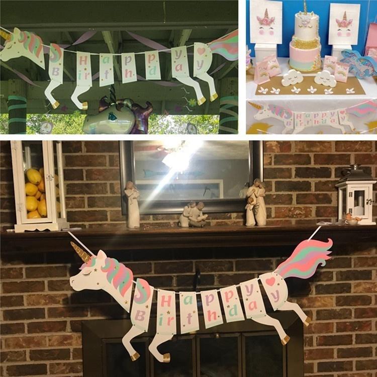 1 Set Cute DIY Happy Birthday Banner Party Supplies Decorations With Sparkle  Glitter Baby Shower