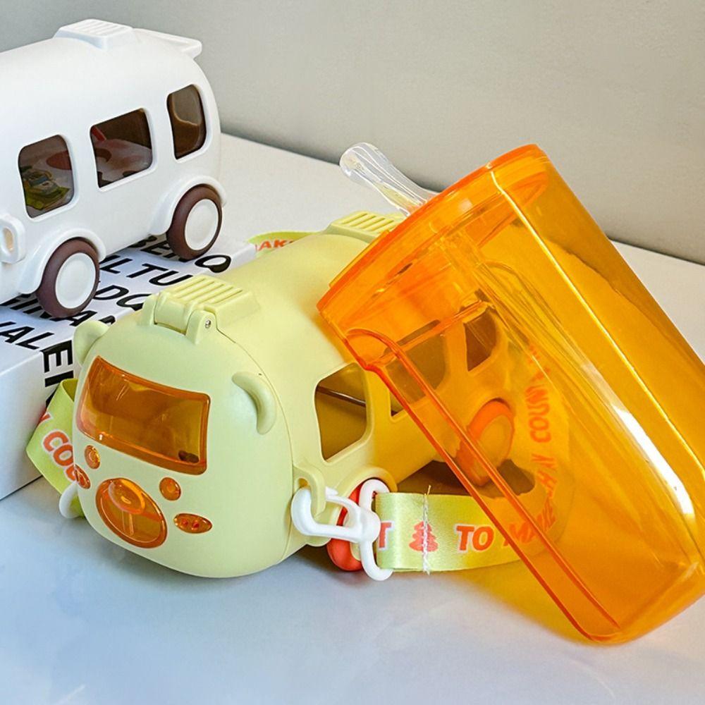 Cartoon Bus Car Water Cup Large Capacity Baby Water Bottle Cute Bounce Straw Kettle  Drinkware