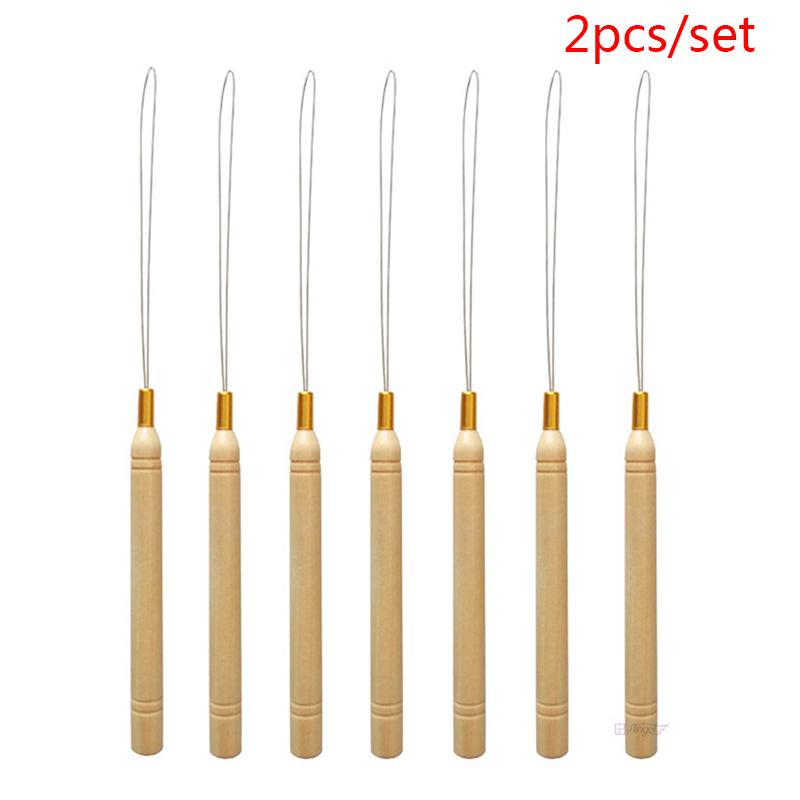2Pcs Micro Ring Loop Tool Threader Pulling Needle For Human Hair Extension Tool