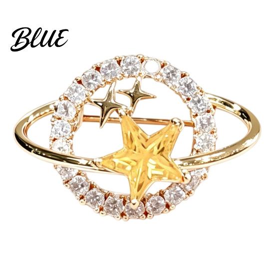 Secure Brooch Pin Rhinestone Planet Star Pin Hollow Badge Decorative Sparkling Jewelry Clothing Accessory for Suits Coats Scarves Shawls Bags