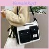Pocket Canvas S Double Women Bag Fashion Trend Single Shoulder Bag With Lid Zipper Messenger Bag Tote Bag Student Tuition Bag