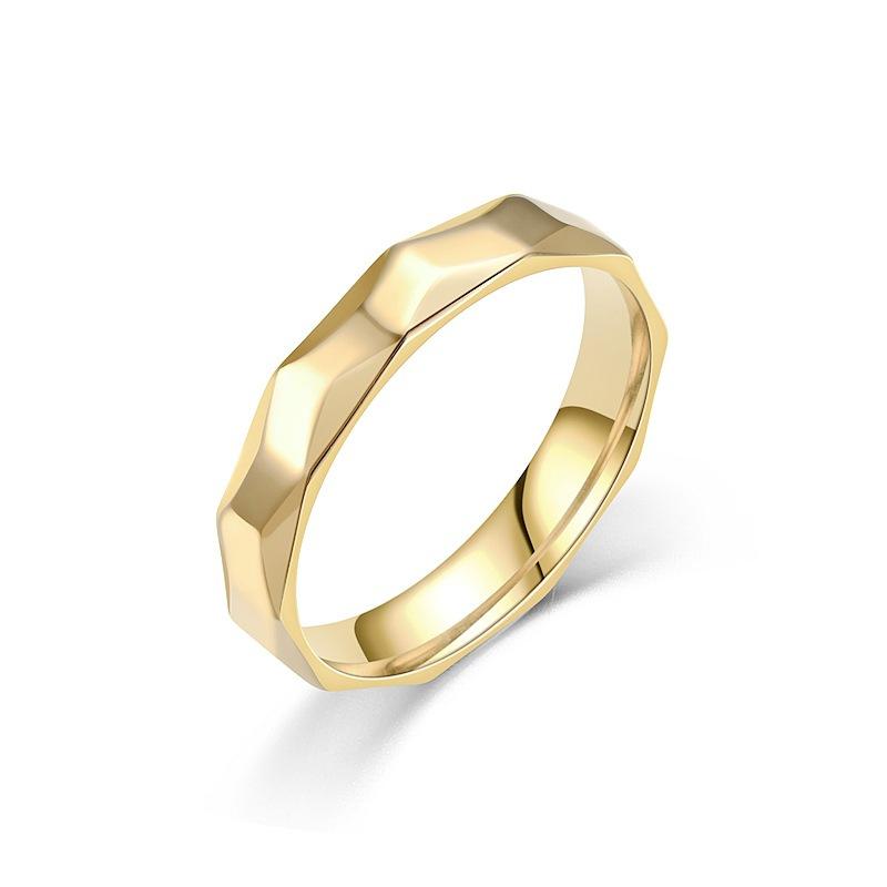 Fashion neutral wind rhombus titanium steel ring women's INS tide plain ring couple ring hand jewelry