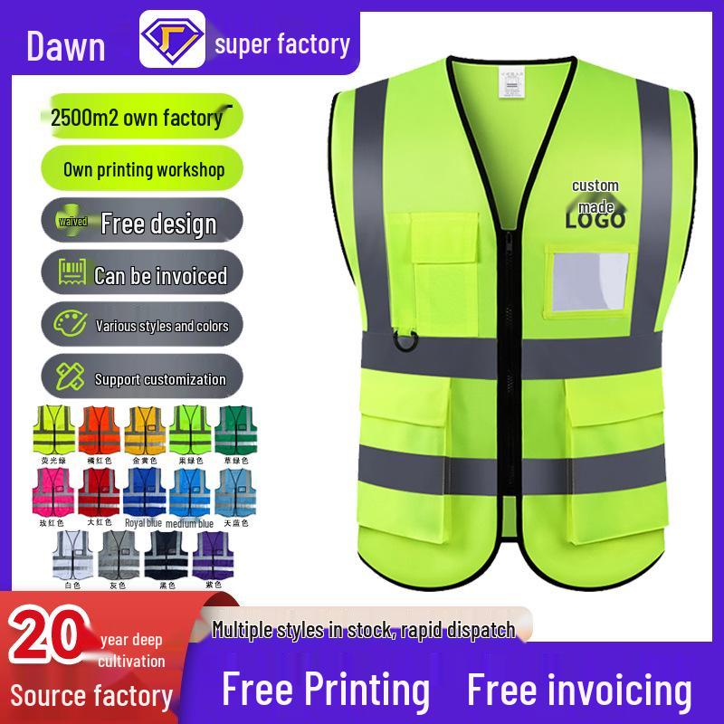 Multi-Pocket Reflective Safety Vest for Construction and Traffic Duty