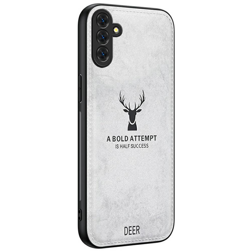 

For Samsung Galaxy S25 Case Deer Pattern Cloth Texture PU Leather Hybrid Phone Cover A