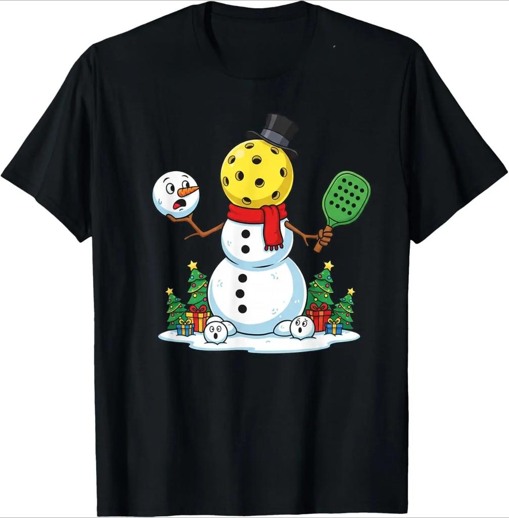 Christmas Hat SnowUnisex Fun Pickle Ball Christmas Tshirt Womens Street Style Shortsleeved Clothing Women Clothing Fashion