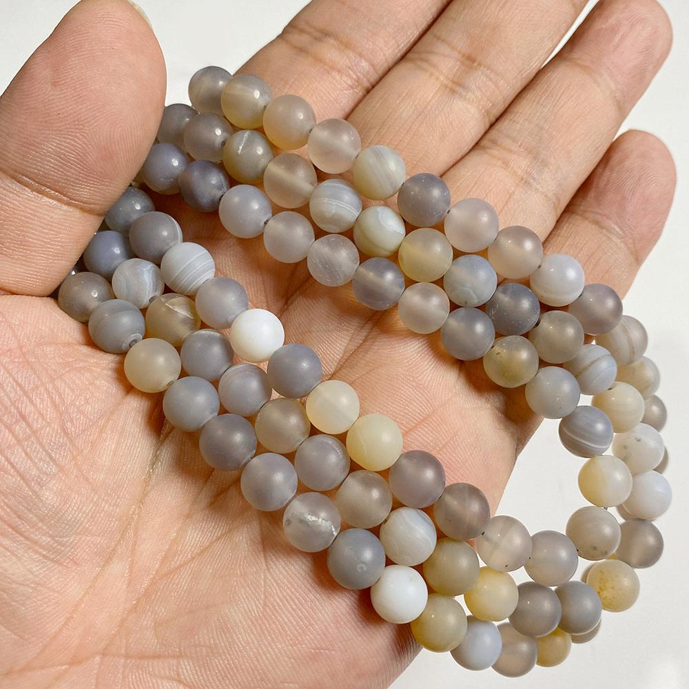 6 8 10 MM  Matte Natural Stone Beads Polished Blue Stripes Agates Stone Beads Diy Spacer Loose Beads for Jewelry Making Bracelet