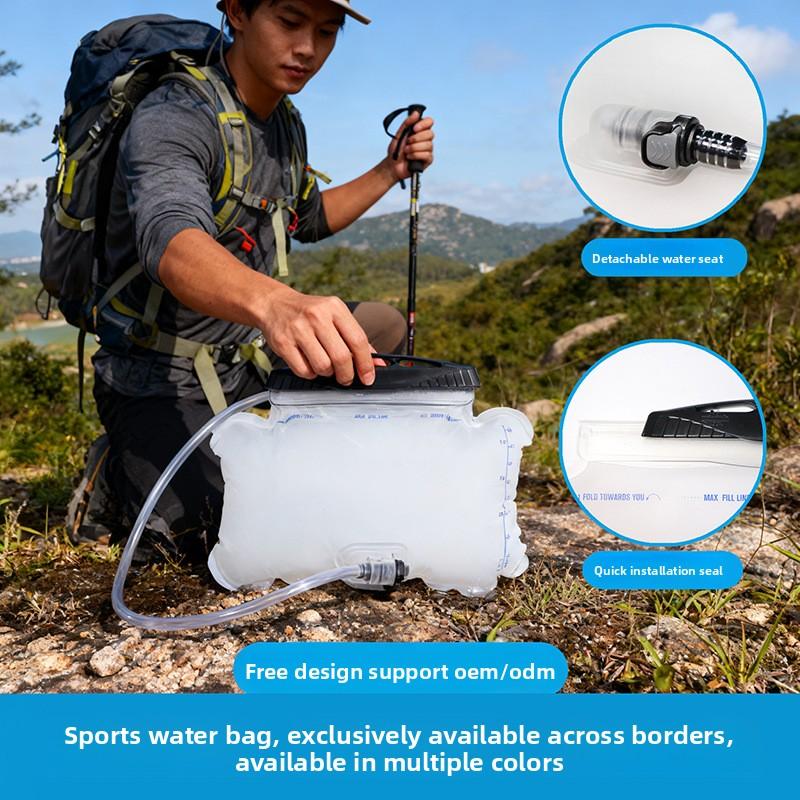 Food Grade Collapsible Water Container 1.5L Foldable TPU Water Storage Bag with Spigot for Camping Hiking Emergency