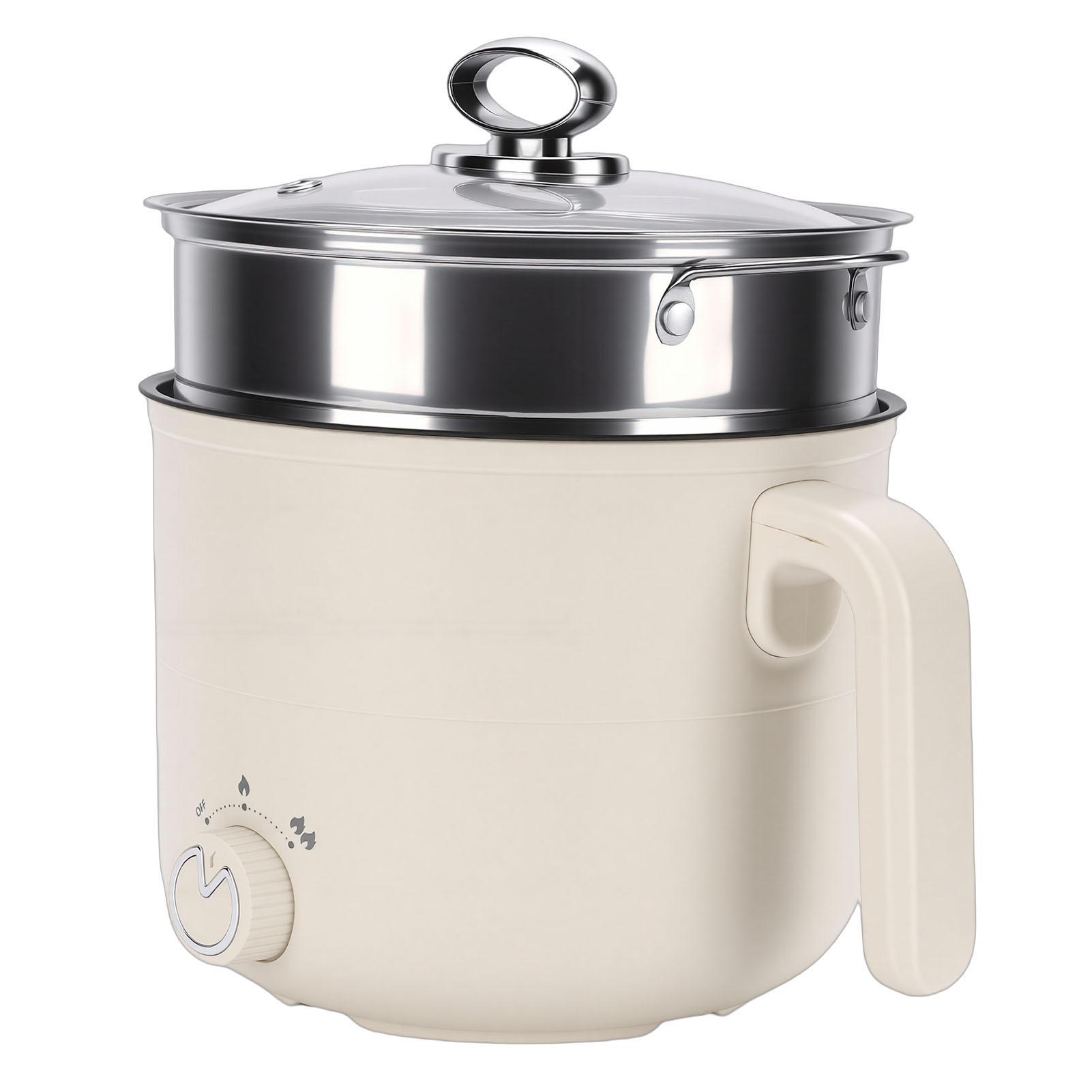 

Electric Hot Pot with Steaming Basket Portable Multifunctional Cooking Pot for Ramen Noodles Pasta Egg Soup Oatmeal 304