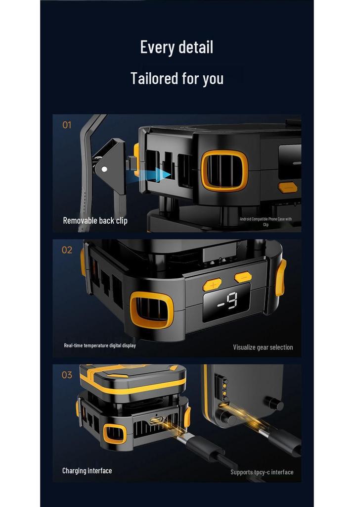 P70 Wireless Mobile Phone Cooler with Digital Display and Semiconductor Refrigeration for Gaming.