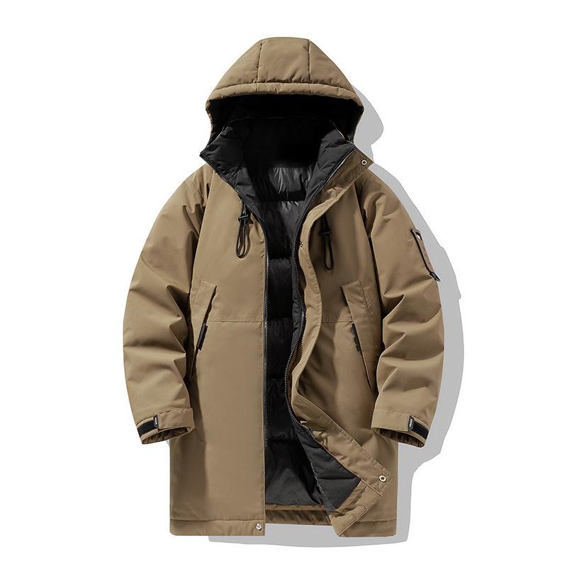 Men in winter cotton clothes, thickened hooded jacket, neutral wind brand medium and long tooling cotton-padded men