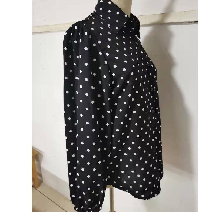 1116 Stile moda europeo e americano colletto a revers pois top ampio manica a lanterna camicia in chiffon camicia a maniche lunghe da donna