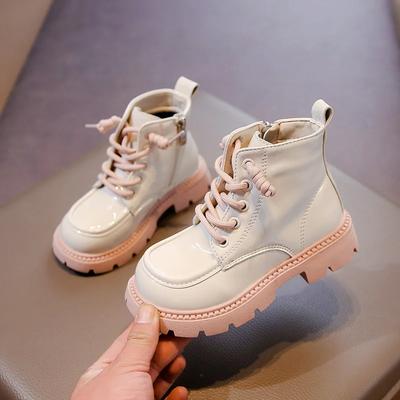 Kids Short Boots Thick Soft Sole Sweet Girls Princess Boots Pu Leather 2024 New Fashion Children Ankle Boots Minimalist Trendy