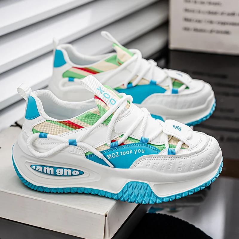 

Кожаные кроссовки для бега Мужские повседневные туфли Уличные дышащие Мужские для ходьбы Легкие Удобные Белые кроссовки Теннисные спортивные туфли 39 синий