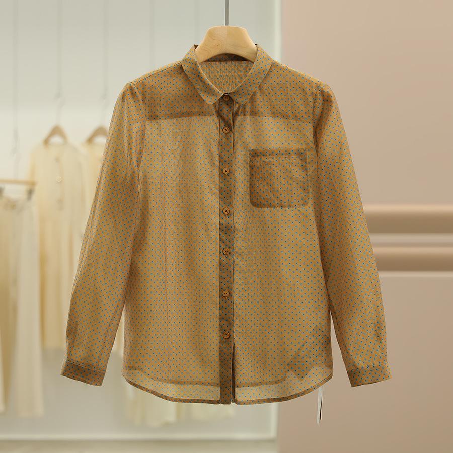 

Jiabei Yifei Шелковая блузка с цветочным принтом, коллекция осень 2025 L