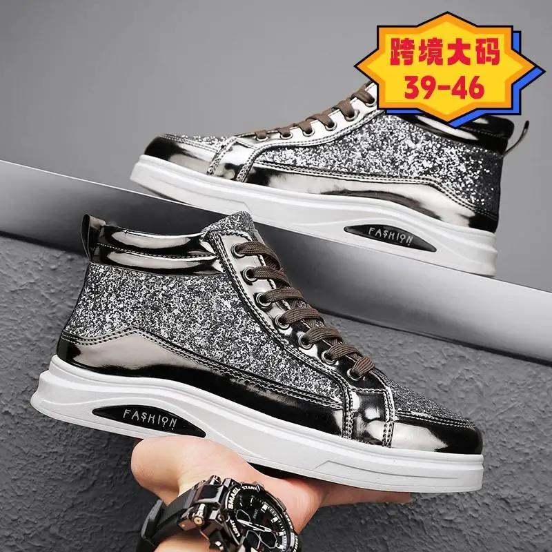 

Men Winter Casual Outdoor Sports Sneakers New Casual Fashion Bright Surface Board Shoes Thick soled Height Increasing Running para hombres 44