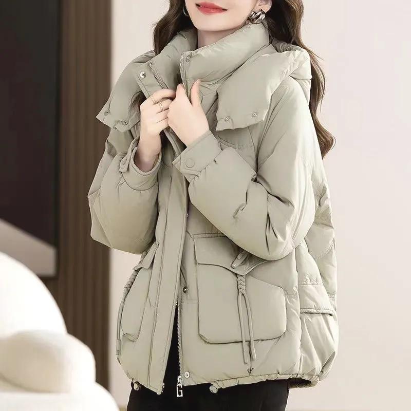 Down Padded Jacket Women's Winter Padded Jacket Short Fashion Korean Version of Loose Hooded Thick Warm Padded Jacket