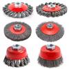 Set of 6 Hexagonal Wire Brush Set for Rust Removal and Paint Includes Impact Drivers with and End Wire M14 Hex Stripping. Cup, Wheel, Options, Shank.