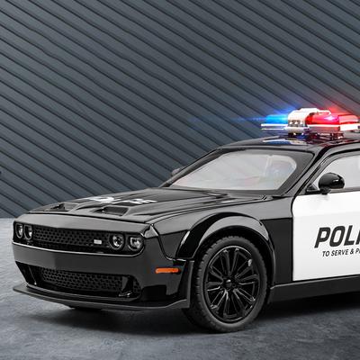Großes Hellcat Polizeiauto Legierung Spielzeugauto Junge Amerikanischer Challenger Muscle Car Automodell Geschenk Schreibtischornament