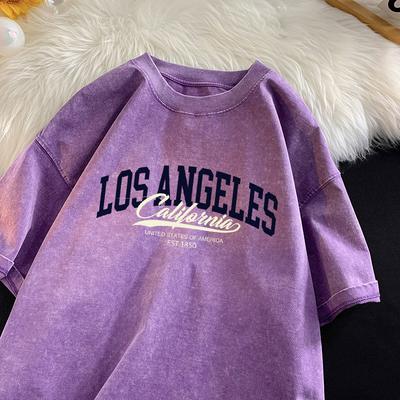 Kalifornien Est 1850 Los Angeles T-Shirt Herren Mode Street Shirt Baumwolle Retro Gewaschen Kurzarm Rundhals T-Shirts Herren