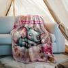 1PC Custom Name Elephant Dreams Flowers flannel blanket versatile,all-season throw suitable for the living room,bedroom,camping,travel,and gift
