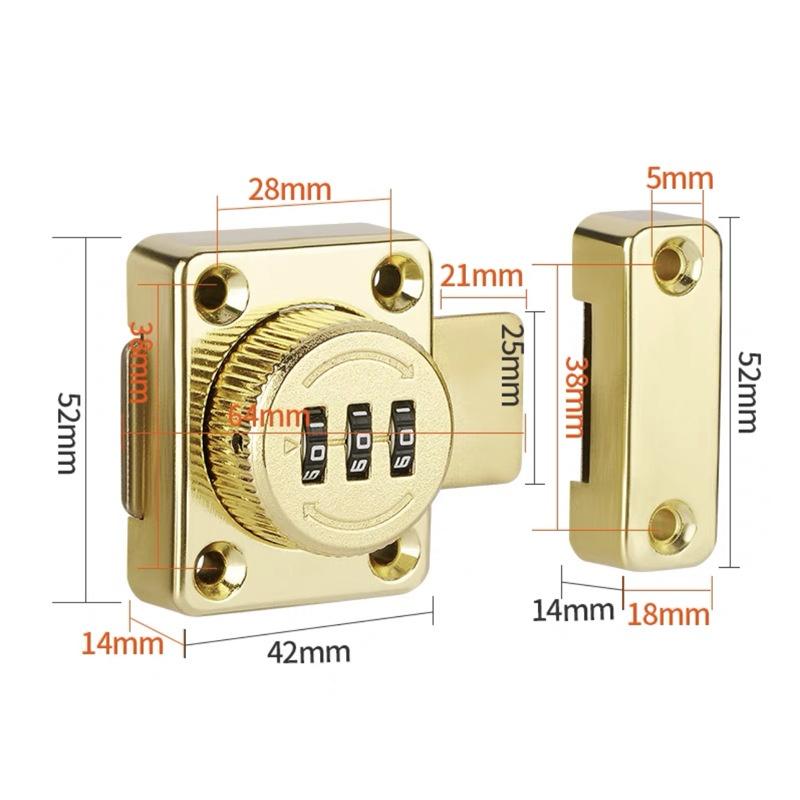 Password Rotate Bolt Latch 3 Digit Combination Home Security Latch Gate Latches Door Keyless Lock Twist Rotating Barrel Locks
