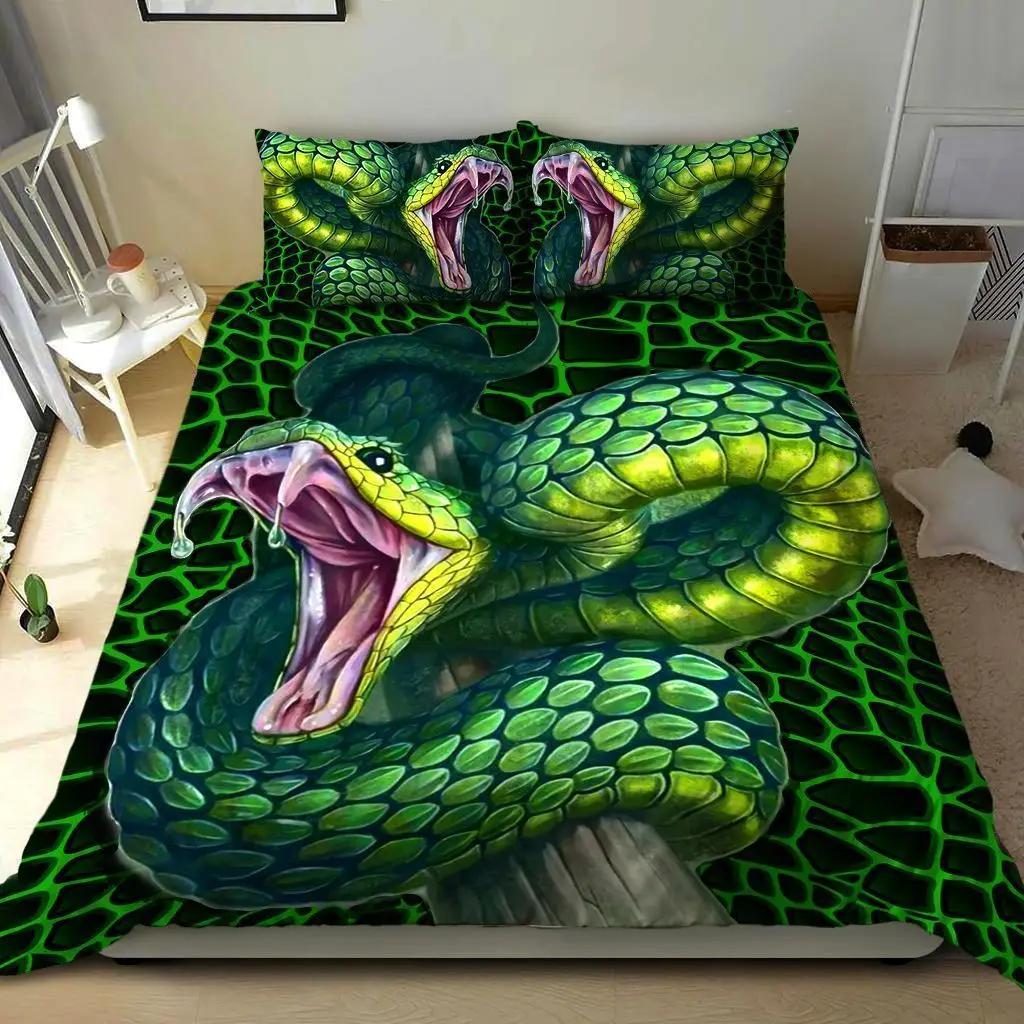 Cobra Snake Duvet Cover Set Snake Reptile Bedding Sets For Boys Wild Animals Reptile Tropical Comforter Cover Full Queen Size