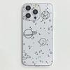 Planet Astronaut Pattern Hard PC Clear Case For iPhone 16 Pro Max 15 Pro 14 13 12 11 Transparent Shockproof Slim Phone Cover