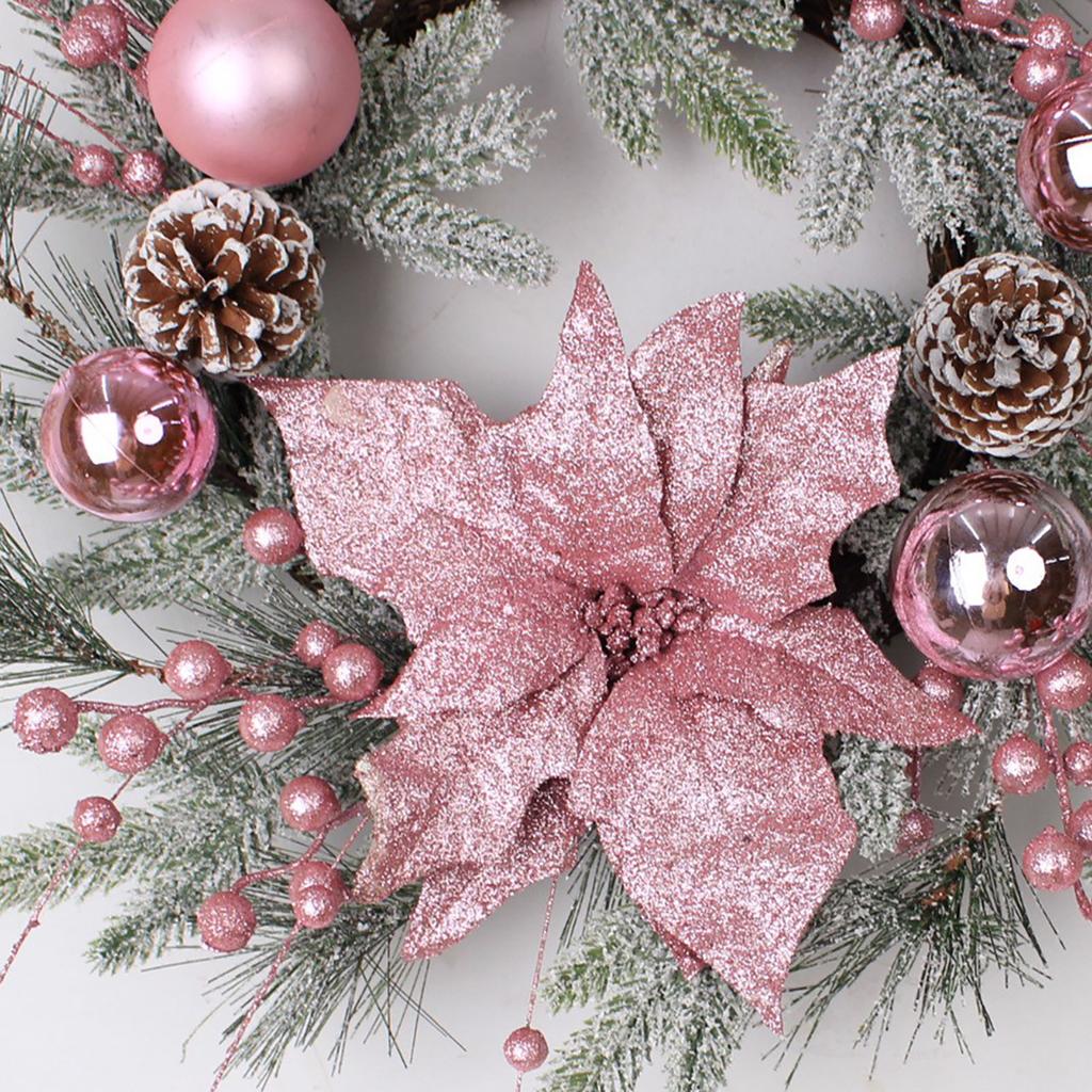 Artificial Xmas Decor Flower and Pine Needles Artificial Xmas Hanging Decor for Home